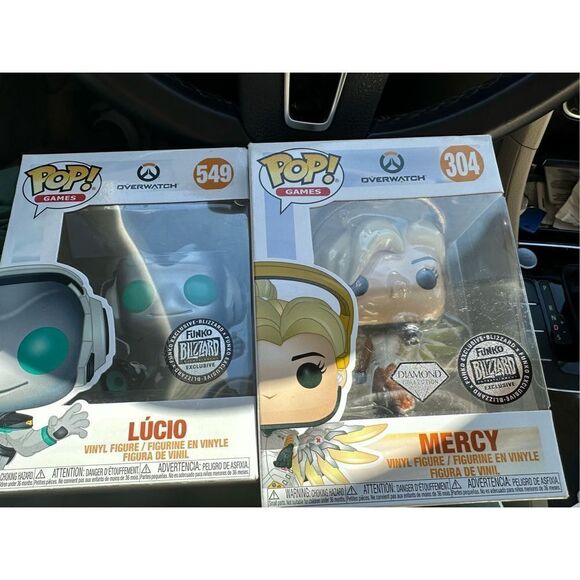 Funko Pop Games Overwatch Mercy diamond Blizzard and Lucio - Picture 1 of 7